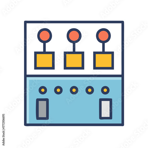 Colorful flat design vector illustration of guitar effect pedal