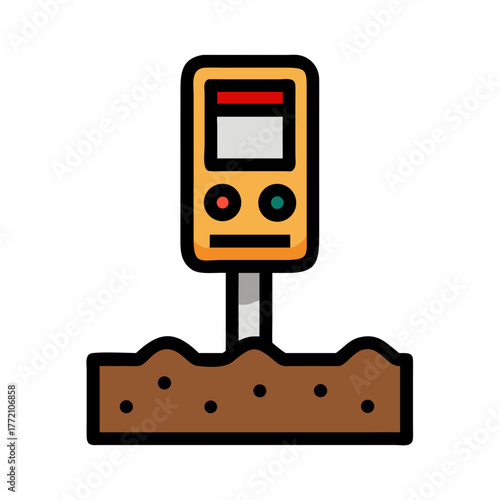 Soil Moisture Meter in Ground Flat Vector Illustration