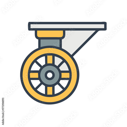 Isolated cart wheel illustration with black background stock image