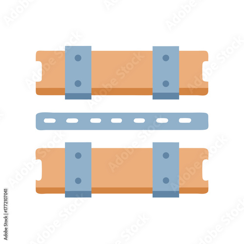 Illustration of Two Wooden Planks Connected with Metal Fixtures