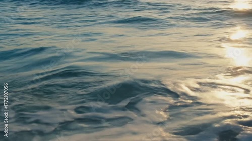 Aqua Sea Water Waves with Light Reflection Background Nature Aquatic Scene Ocean Surface Ripple with Texture and Movement Tranquil Waterscape in Sunlight