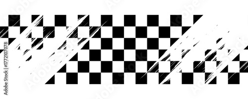 Black and white checkered rectangular frame. Square racing checkerboard pattern. Chessboard geometric pattern. Rally checkerboard pattern. Finish racing frame. Vector illustration on white background