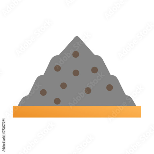 Pile of soil flat illustration with stones and layer