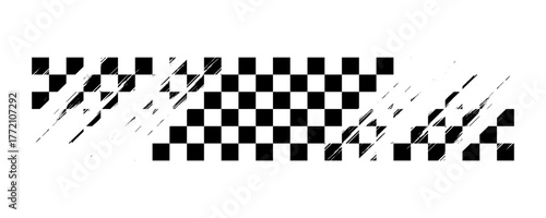 Black and white checkered rectangular frame. Square racing checkerboard pattern. Chessboard geometric pattern. Rally checkerboard pattern. Finish racing frame. Vector illustration on white background