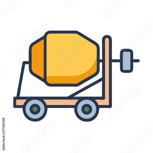 Concrete mixer machine vector illustration in flat design style