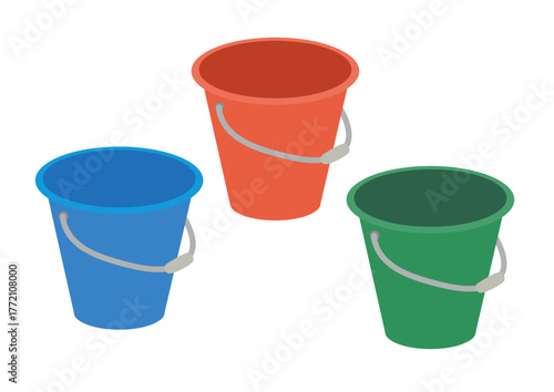 掃除に使うポリバケツ（plastic bucket for cleaning）のイラスト