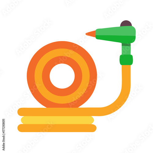 Flat icon illustration of garden hose on black background
