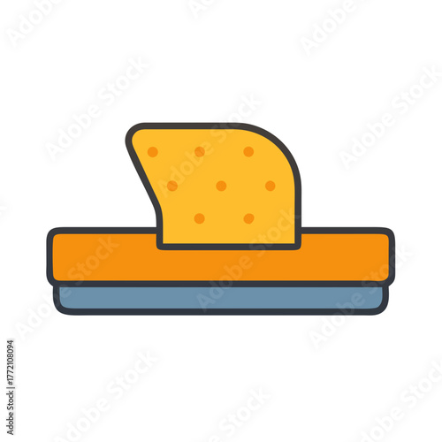 Abstract yellow sponge on orange and blue base graphic