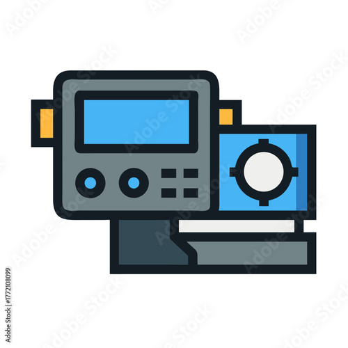 Icon of a computerized numerical control machine with display