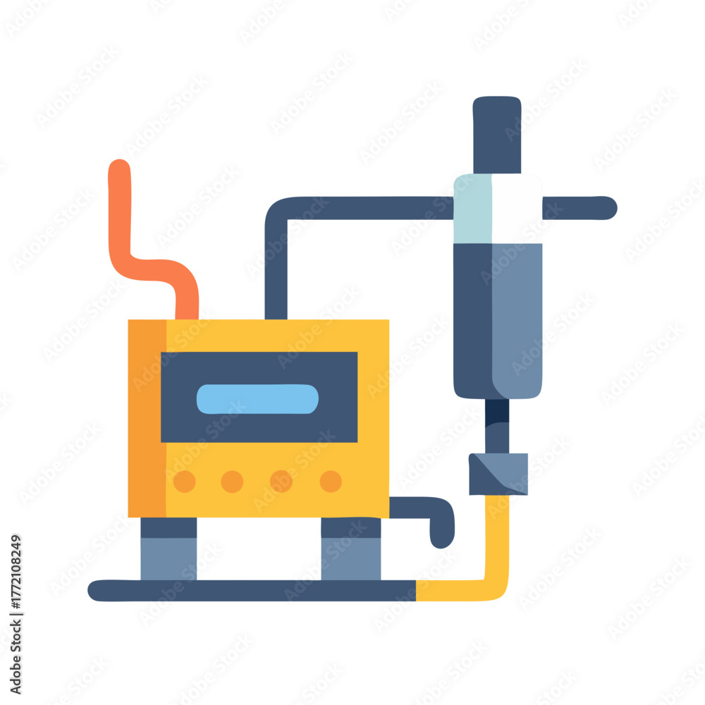 Obraz premium Industrial machine flat icon for mechanical manufacturing design