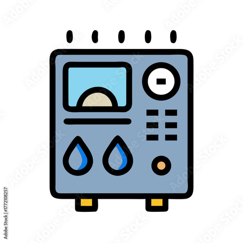 Cartoon-style water heater appliance for home use depiction