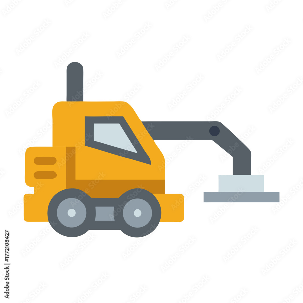 Naklejka premium Stylized yellow machine with gray elements against black background