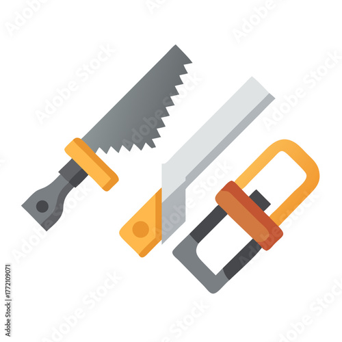 A set of different type of saws for woodwork