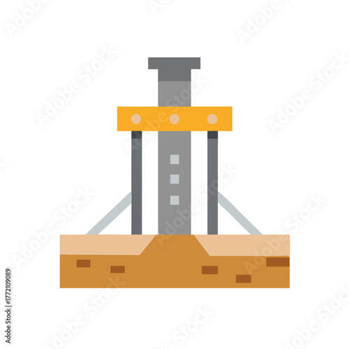 Abstract oil derrick illustration against black background square style