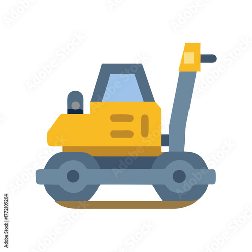 Flat design roller compactor construction vehicle isolated illustration