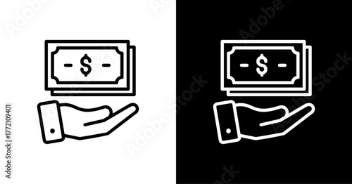 Cash White Icon Set Design