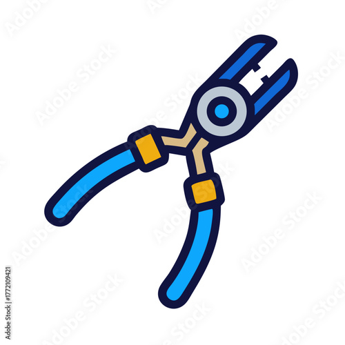 Blue and gray pliers illustration on a black background