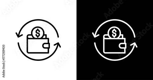 Cash Back White Icon Set Design
