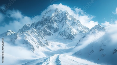 snow covered mountains