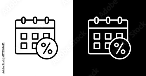 Discount Calendar White Icon Set Design