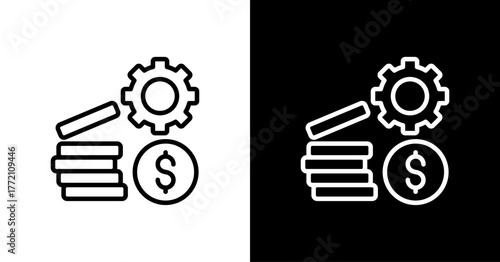 Cash Stack White Icon Set Design