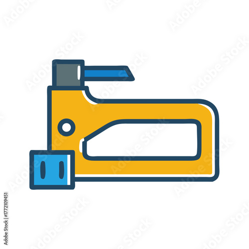Isolated staple gun icon with outline on black background