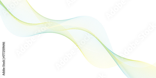 Abstract colorful wave vector illustration with smooth blue and yellow flowing lines for modern design backdrop
