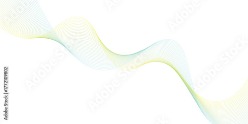 Abstract colorful wave vector illustration with smooth blue and green flowing lines for modern design backdrop