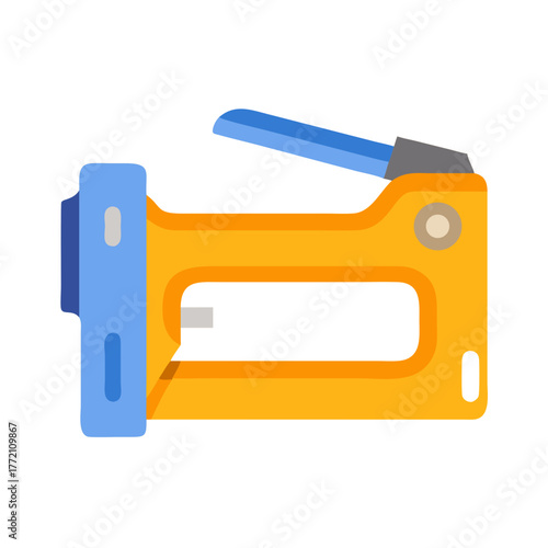 Flat illustration of a yellow staple gun over black