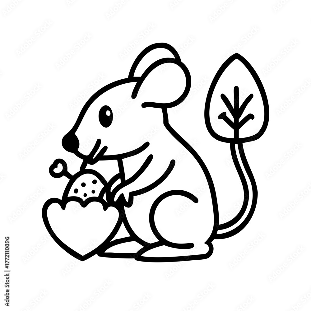 Obraz premium Cute mouse holding a heartshaped nut