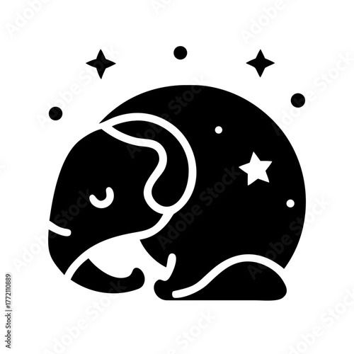 Dreamy sleeping elephant under stars