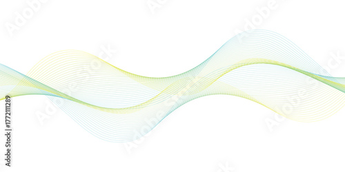 Abstract colorful wave vector illustration with smooth blue and yellow flowing lines for modern design backdrop