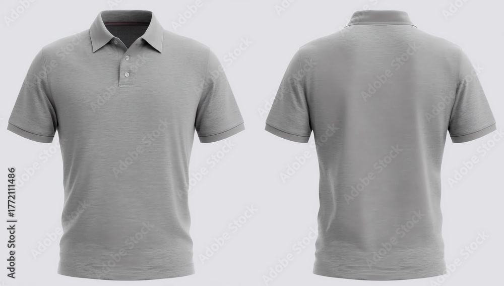 custom made wallpaper toronto digitalGrey polo shirts mockup front and back used as design template, isolated on white background with clipping path