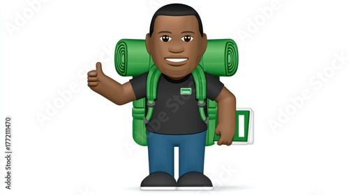 Backpacker adventure outdoor travel cartoon character digital art fun perspective exploring nature