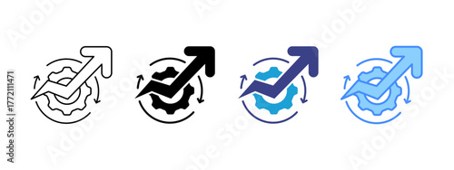 Efficiency  icon set multiple style collection