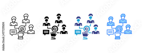 Interaction icon set multiple style collection