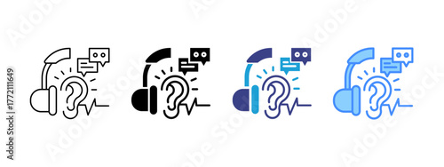 Listening icon set multiple style collection