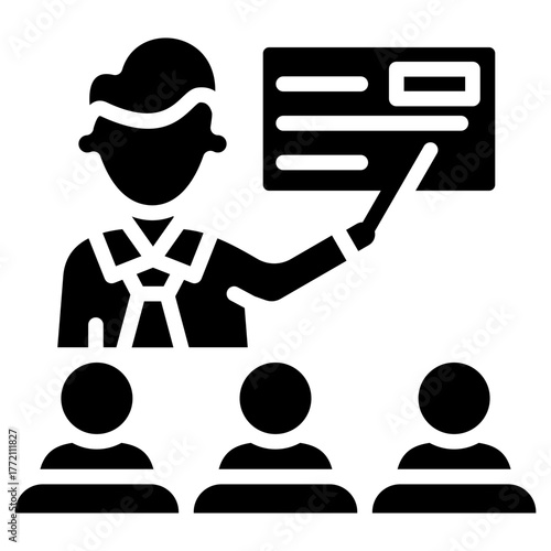 Glyph Classroom Icon with Teacher and Student Group