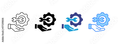 Service  icon set multiple style collection