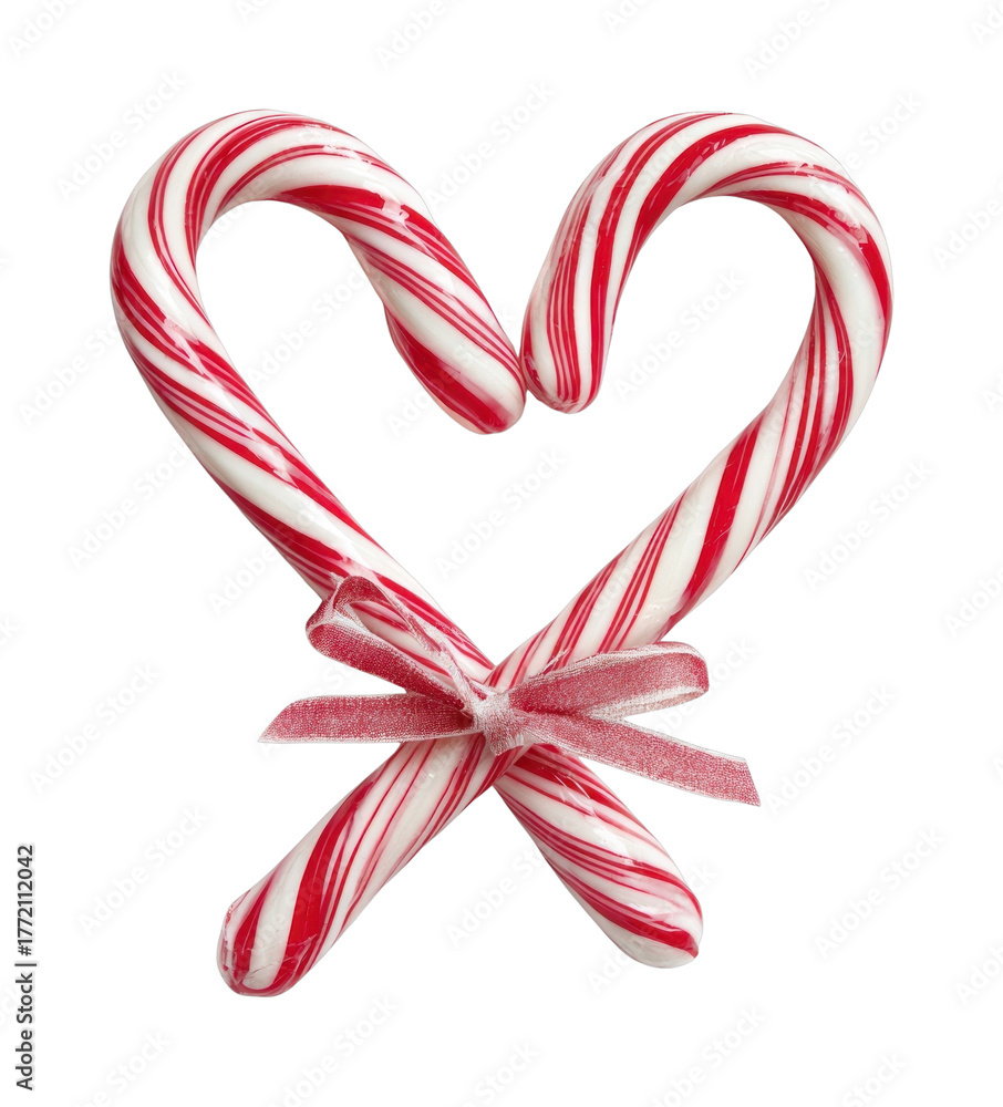 Fototapeta premium PNG Candy cane heart striped ribbon white.