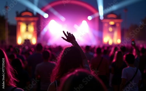 crowd at concert - summer music festival. High quality