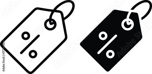 Discount Tag Icons. Modern Outline and Solid Sale Label Design for E-Commerce and Retail or Vector Silhouette..eps