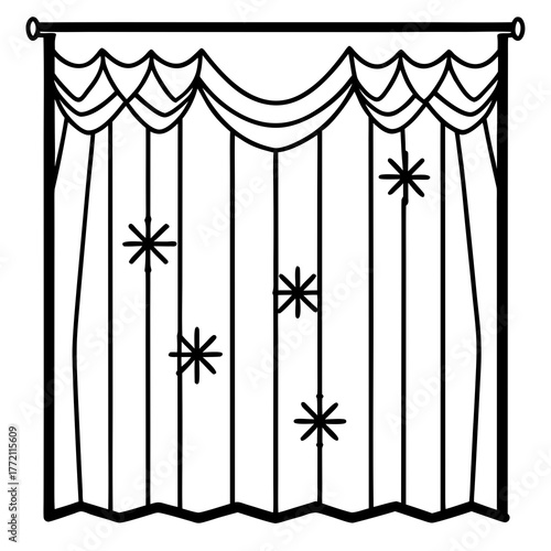 Elegant curtains with valance and snowflake pattern