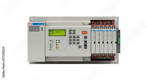 Stock photos of electric power station control panel with numerous switches and buttons 