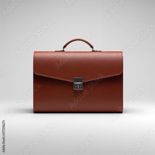 Brown Leather Briefcase Isolated Closeup