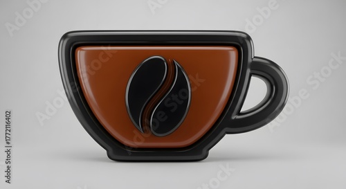 Coffee Bean Icon on Stylish Cup Design