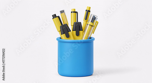 Pen Holder Full of Yellow Markers