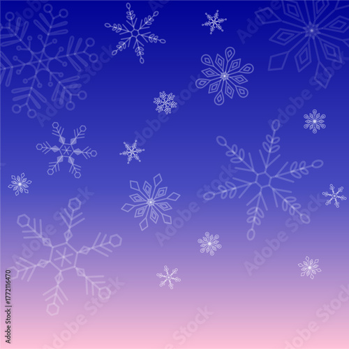Beautiful White Snow Crystals  with Night Sky  Background