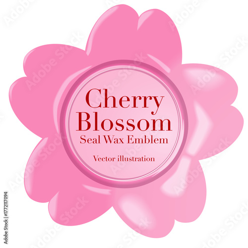 日本文化を象徴する桜のシールワックス風エンブレム　ベクターイラストレーション