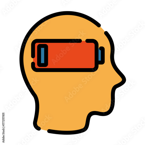 Mental health filled line  color icon. Depression illustration.